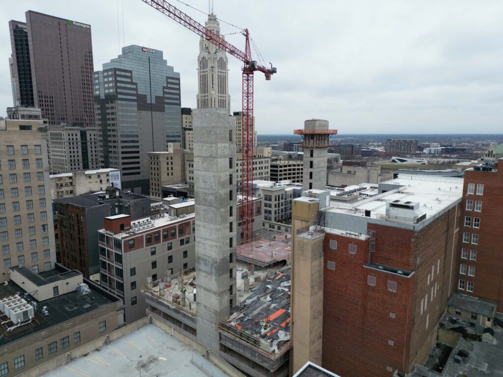 Exterior building construction downtown Columbus, OH